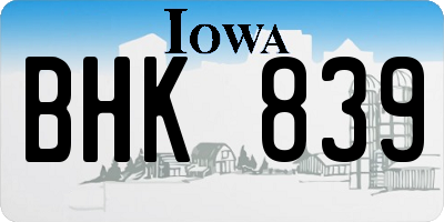 IA license plate BHK839