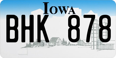 IA license plate BHK878