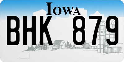 IA license plate BHK879