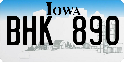 IA license plate BHK890