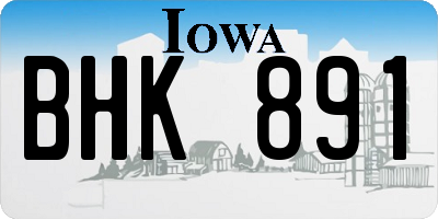 IA license plate BHK891