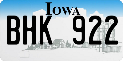 IA license plate BHK922