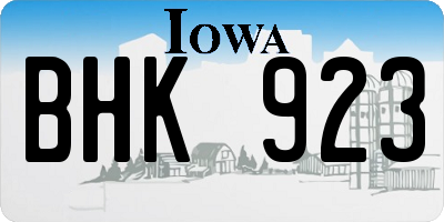 IA license plate BHK923