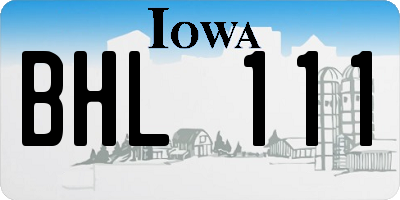 IA license plate BHL111