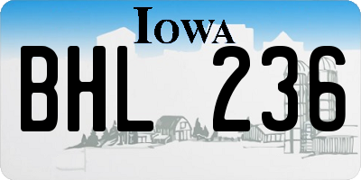 IA license plate BHL236