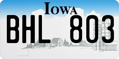 IA license plate BHL803