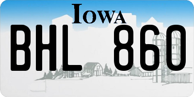 IA license plate BHL860