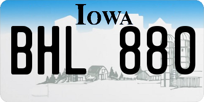 IA license plate BHL880