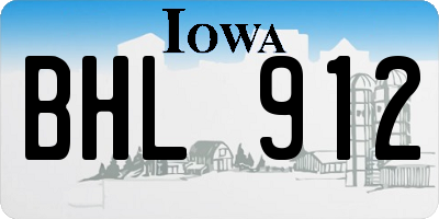 IA license plate BHL912