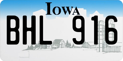 IA license plate BHL916