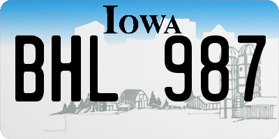IA license plate BHL987