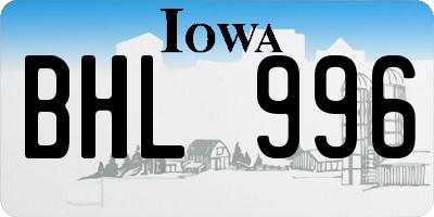 IA license plate BHL996