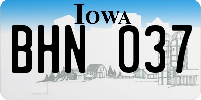 IA license plate BHN037
