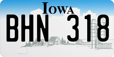 IA license plate BHN318