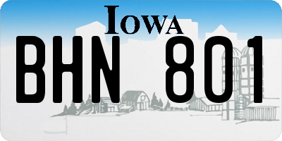 IA license plate BHN801