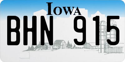 IA license plate BHN915