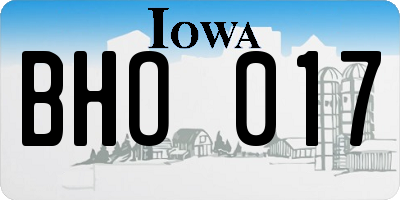IA license plate BHO017