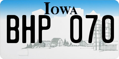 IA license plate BHP070