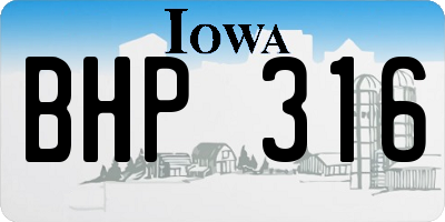IA license plate BHP316