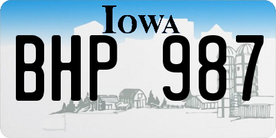 IA license plate BHP987