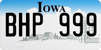 IA license plate BHP999