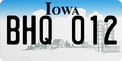 IA license plate BHQ012