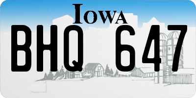IA license plate BHQ647
