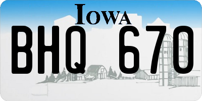 IA license plate BHQ670