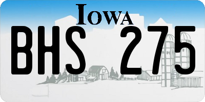 IA license plate BHS275