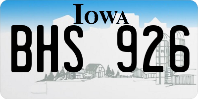IA license plate BHS926