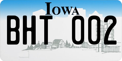 IA license plate BHT002