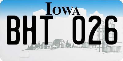 IA license plate BHT026