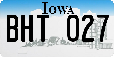 IA license plate BHT027
