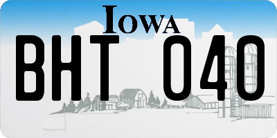 IA license plate BHT040