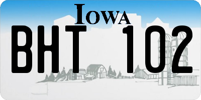IA license plate BHT102