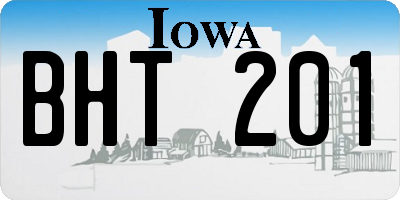 IA license plate BHT201