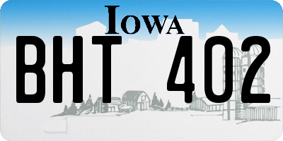 IA license plate BHT402
