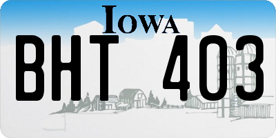 IA license plate BHT403