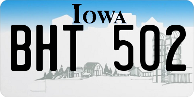 IA license plate BHT502