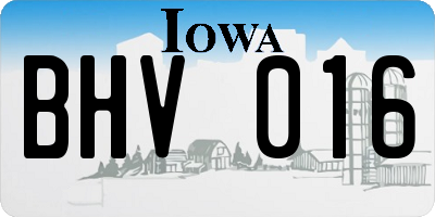 IA license plate BHV016