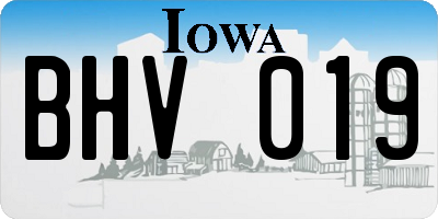 IA license plate BHV019