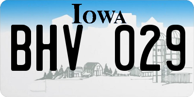 IA license plate BHV029