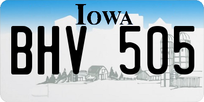 IA license plate BHV505