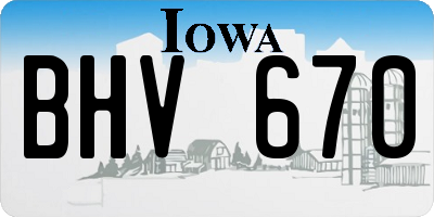 IA license plate BHV670