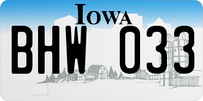 IA license plate BHW033