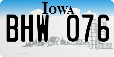 IA license plate BHW076