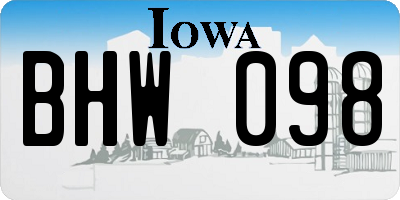 IA license plate BHW098