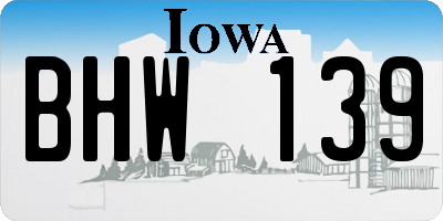 IA license plate BHW139