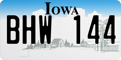 IA license plate BHW144