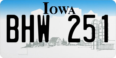 IA license plate BHW251
